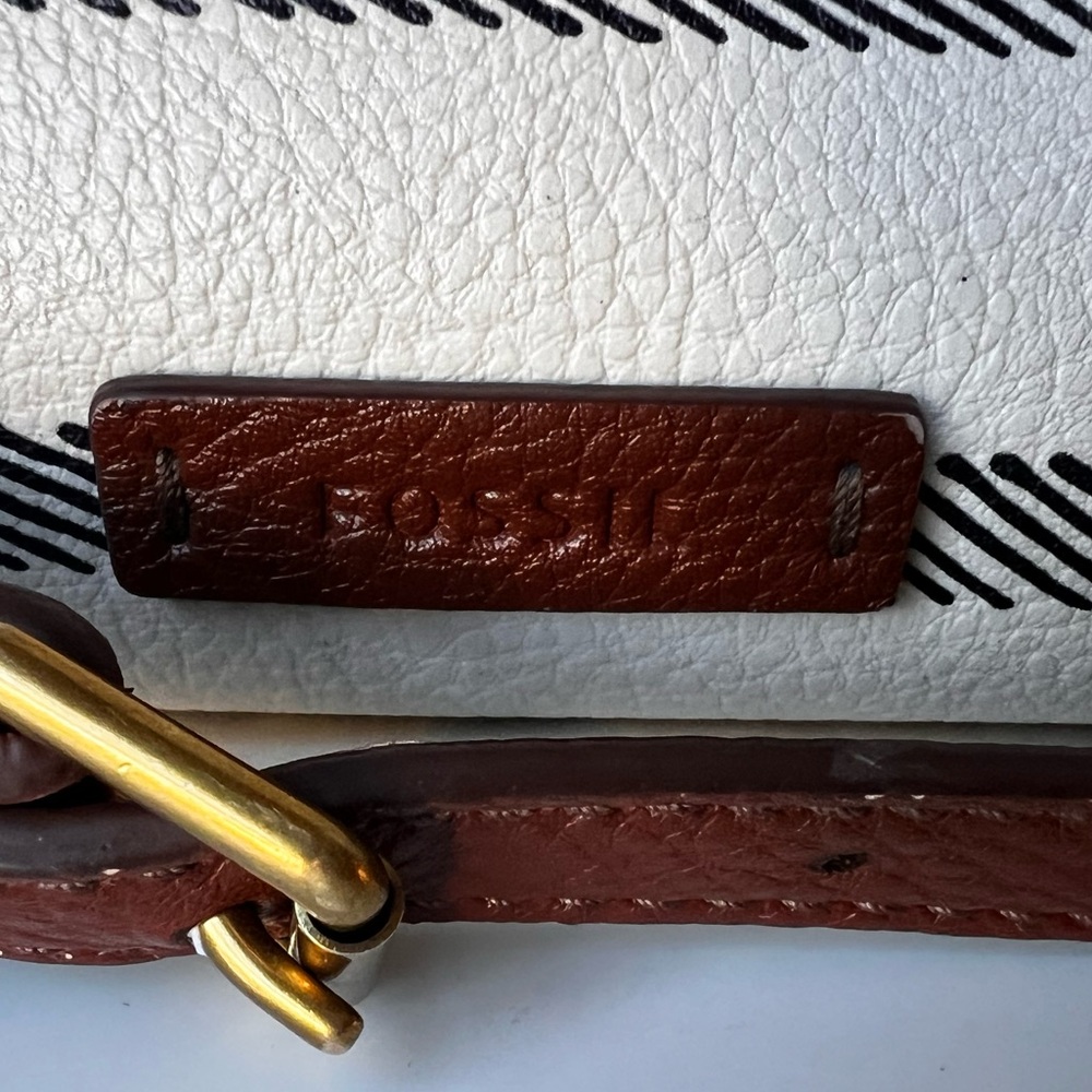 Fossil Neutral Striped Sydney Satchel Crossbody Bag - Picture 3 of 16
